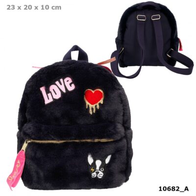 TOPModel Mochila piel sint. azul marino, parches, DOG